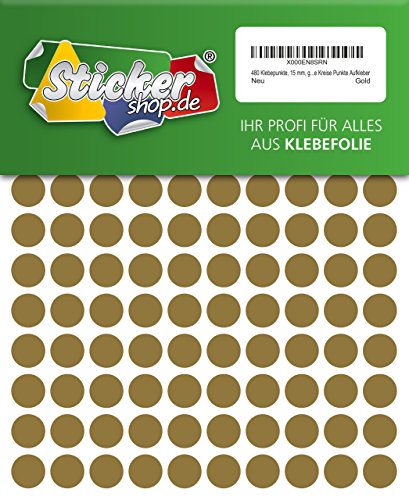 480 Klebepunkte, 15 mm, gold, aus PVC Folie, wetterfest, Markierungspunkte Kreise Punkte Aufkleber von WP Klebepunkte 15 mm