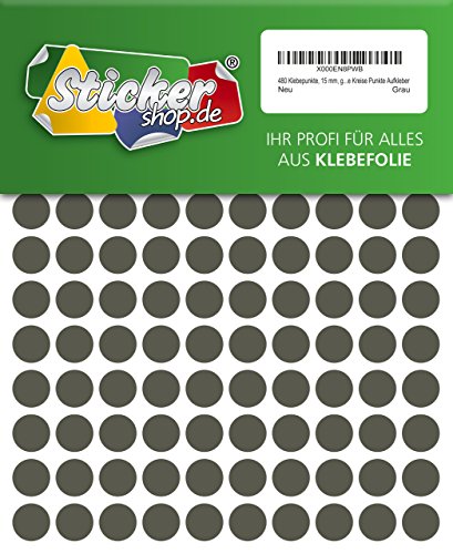 480 Klebepunkte, 15 mm, grau, aus PVC Folie, wetterfest, Markierungspunkte Kreise Punkte Aufkleber von WP Klebepunkte 15 mm