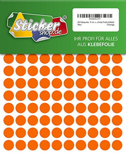 480 Klebepunkte, 15 mm, orange, aus PVC Folie, wetterfest, Markierungspunkte Kreise Punkte Aufkleber von WP Klebepunkte 15 mm