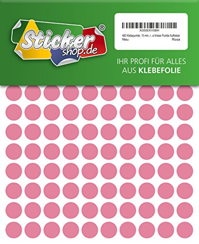 480 Klebepunkte, 15 mm, rosa, aus PVC Folie, wetterfest, Markierungspunkte Kreise Punkte Aufkleber von WP Klebepunkte 15 mm