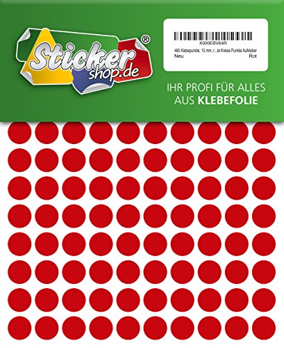 480 Klebepunkte, 15 mm, rot, aus PVC Folie, wetterfest, Markierungspunkte Kreise Punkte Aufkleber von WP Klebepunkte 15 mm