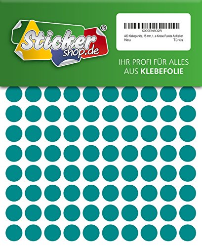 480 Klebepunkte, 15 mm, türkis, aus PVC Folie, wetterfest, Markierungspunkte Kreise Punkte Aufkleber von WP Klebepunkte 15 mm