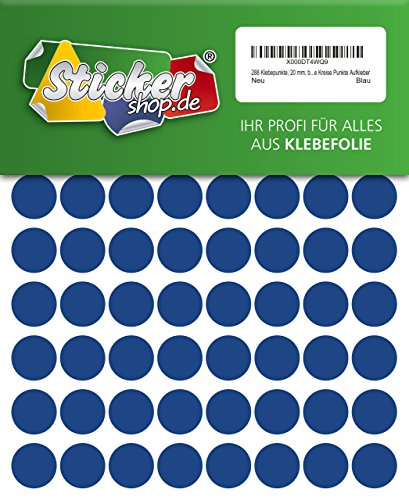 288 Klebepunkte, 20 mm, blau, aus PVC Folie, wetterfest, Markierungspunkte Kreise Punkte Aufkleber von WP Klebepunkte 20 mm