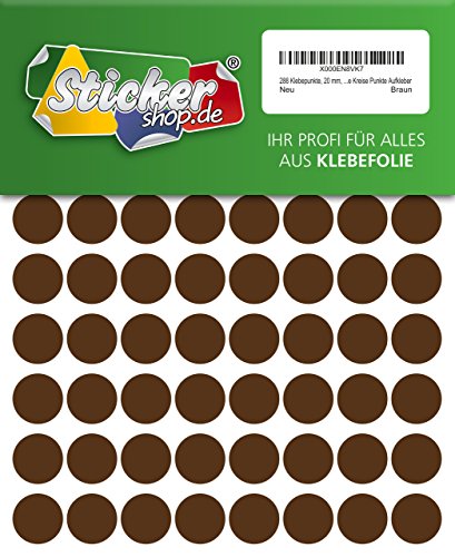 288 Klebepunkte, 20 mm, braun, aus PVC Folie, wetterfest, Markierungspunkte Kreise Punkte Aufkleber von WP Klebepunkte 20 mm