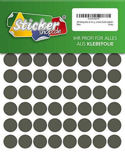 288 Klebepunkte, 20 mm, grau, aus PVC Folie, wetterfest, Markierungspunkte Kreise Punkte Aufkleber von WP Klebepunkte 20 mm