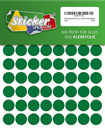 288 Klebepunkte, 20 mm, grün, aus PVC Folie, wetterfest, Markierungspunkte Kreise Punkte Aufkleber von WP Klebepunkte 20 mm