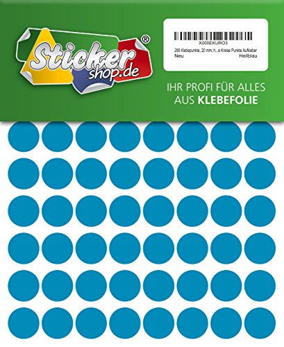 288 Klebepunkte, 20 mm, hellblau, aus PVC Folie, wetterfest, Markierungspunkte Kreise Punkte Aufkleber von WP Klebepunkte 20 mm