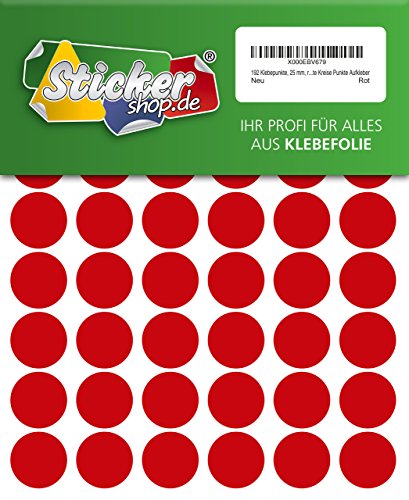 288 Klebepunkte, 20 mm, rot, aus PVC Folie, wetterfest, Markierungspunkte Kreise Punkte Aufkleber von WP Klebepunkte 20 mm
