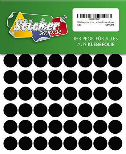 288 Klebepunkte, 20 mm, schwarz, aus PVC Folie, wetterfest, Markierungspunkte Kreise Punkte Aufkleber von WP Klebepunkte 20 mm