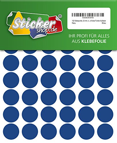 192 Klebepunkte, 25 mm, blau, aus PVC Folie, wetterfest, Markierungspunkte Kreise Punkte Aufkleber von WP Klebepunkte 25 mm