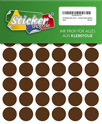 192 Klebepunkte, 25 mm, braun, aus PVC Folie, wetterfest, Markierungspunkte Kreise Punkte Aufkleber von WP Klebepunkte 25 mm