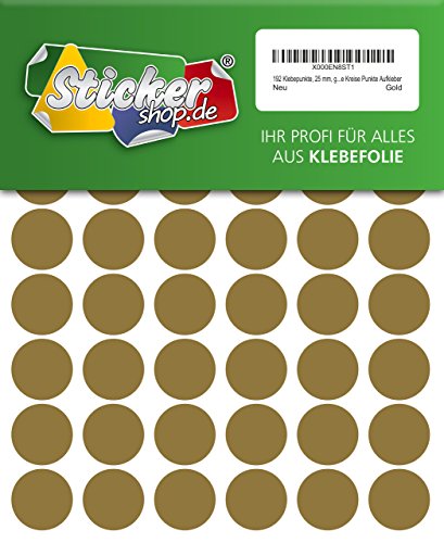 192 Klebepunkte, 25 mm, gold, aus PVC Folie, wetterfest, Markierungspunkte Kreise Punkte Aufkleber von WP Klebepunkte 25 mm