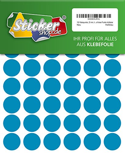 192 Klebepunkte, 25 mm, hellblau, aus PVC Folie, wetterfest, Markierungspunkte Kreise Punkte Aufkleber von WP Klebepunkte 25 mm