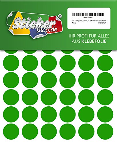 192 Klebepunkte, 25 mm, hellgrün, aus PVC Folie, wetterfest, Markierungspunkte Kreise Punkte Aufkleber von WP Klebepunkte 25 mm