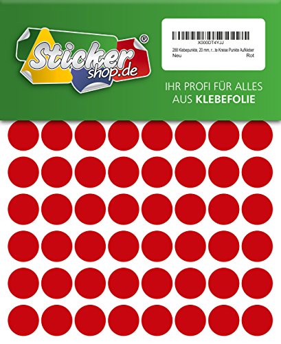 192 Klebepunkte, 25 mm, rot, aus PVC Folie, wetterfest, Markierungspunkte Kreise Punkte Aufkleber von WP Klebepunkte 25 mm