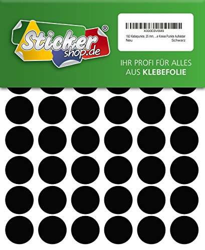 192 Klebepunkte, 25 mm, schwarz, aus PVC Folie, wetterfest, Markierungspunkte Kreise Punkte Aufkleber von WP Klebepunkte 25 mm