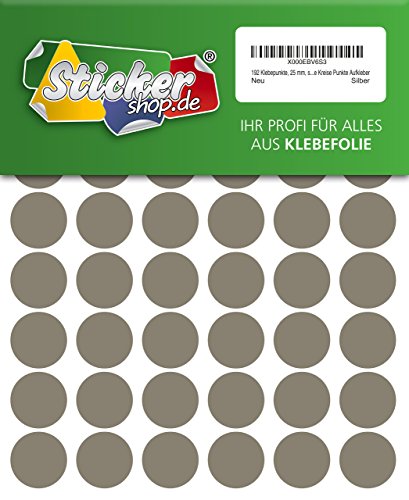 192 Klebepunkte, 25 mm, silber, aus PVC Folie, wetterfest, Markierungspunkte Kreise Punkte Aufkleber von WP Klebepunkte 25 mm