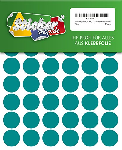 192 Klebepunkte, 25 mm, türkis, aus PVC Folie, wetterfest, Markierungspunkte Kreise Punkte Aufkleber von WP Klebepunkte 25 mm