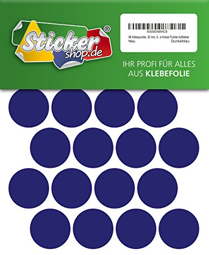 96 Klebepunkte, 35 mm, dunkelblau, aus PVC Folie, wetterfest, Markierungspunkte Kreise Punkte Aufkleber von WP Klebepunkte 35 mm