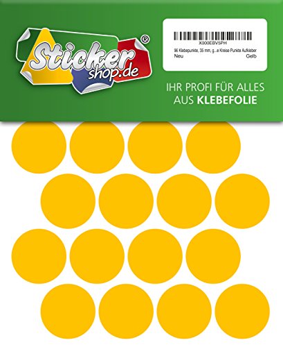 96 Klebepunkte, 35 mm, gelb, aus PVC Folie, wetterfest, Markierungspunkte Kreise Punkte Aufkleber von WP Klebepunkte 35 mm