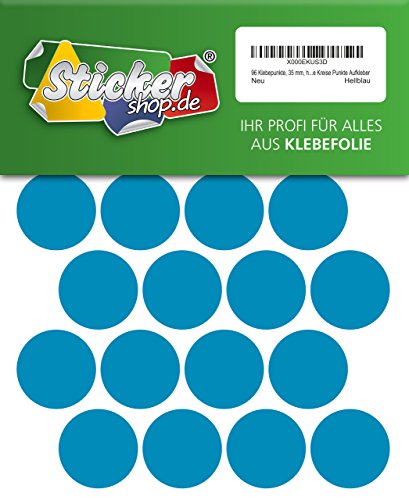 96 Klebepunkte, 35 mm, hellblau, aus PVC Folie, wetterfest, Markierungspunkte Kreise Punkte Aufkleber von WP Klebepunkte 35 mm