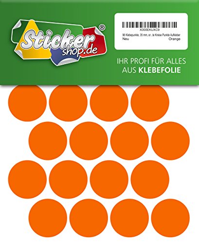 96 Klebepunkte, 35 mm, orange, aus PVC Folie, wetterfest, Markierungspunkte Kreise Punkte Aufkleber von WP Klebepunkte 35 mm