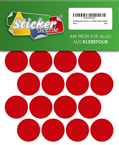 96 Klebepunkte, 35 mm, rot, aus PVC Folie, wetterfest, Markierungspunkte Kreise Punkte Aufkleber von WP Klebepunkte 35 mm