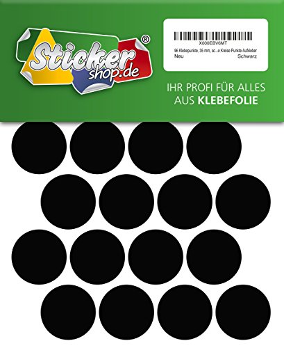 96 Klebepunkte, 35 mm, schwarz, aus PVC Folie, wetterfest, Markierungspunkte Kreise Punkte Aufkleber von WP Klebepunkte 35 mm