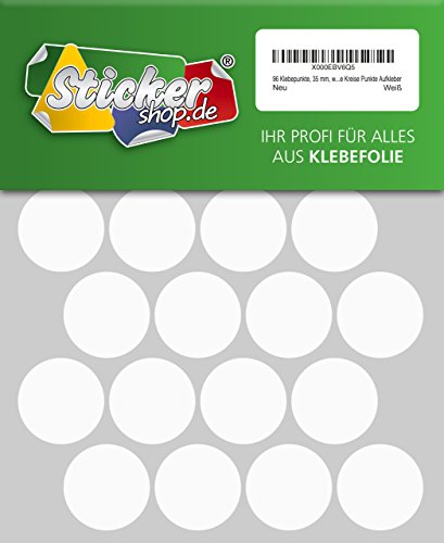96 Klebepunkte, 35 mm, weiß, aus PVC Folie, wetterfest, Markierungspunkte Kreise Punkte Aufkleber von WP Klebepunkte 35 mm