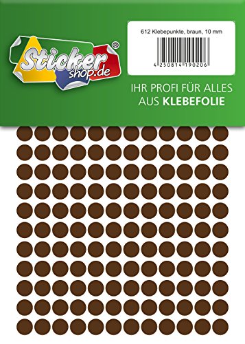 Klebepunkte aus PVC Folie, wetterfest, Markierungspunkte Kreise Punkte Aufkleber (10 mm, braun) von WP Klebepunkte