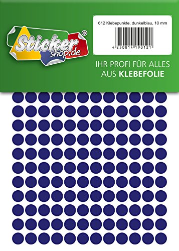 Klebepunkte aus PVC Folie, wetterfest, Markierungspunkte Kreise Punkte Aufkleber (10 mm, dunkelblau) von WP Klebepunkte