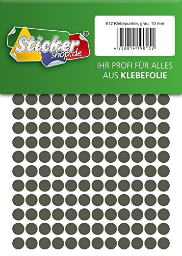 Klebepunkte aus PVC Folie, wetterfest, Markierungspunkte Kreise Punkte Aufkleber (10 mm, grau) von WP Klebepunkte