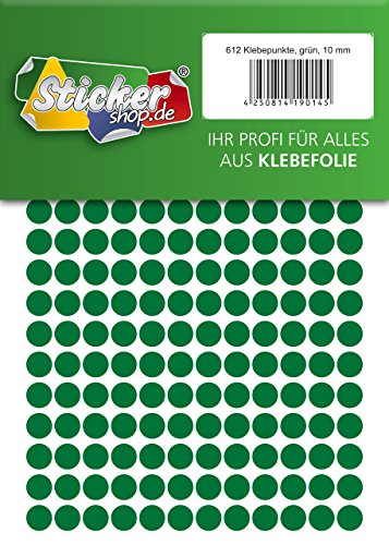 Klebepunkte aus PVC Folie, wetterfest, Markierungspunkte Kreise Punkte Aufkleber (10 mm, grün) von WP Klebepunkte