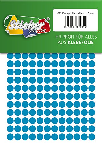 Klebepunkte aus PVC Folie, wetterfest, Markierungspunkte Kreise Punkte Aufkleber (10 mm, hellblau) von WP Klebepunkte