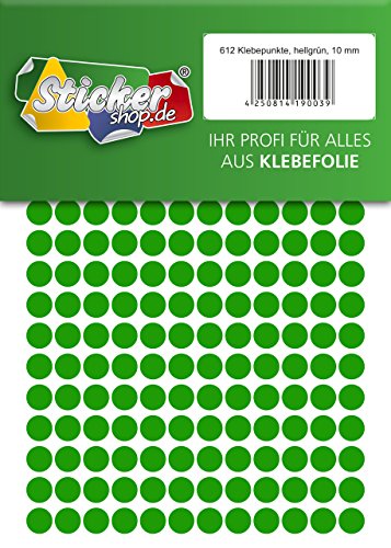 Klebepunkte aus PVC Folie, wetterfest, Markierungspunkte Kreise Punkte Aufkleber (10 mm, hellgrün) von WP Klebepunkte