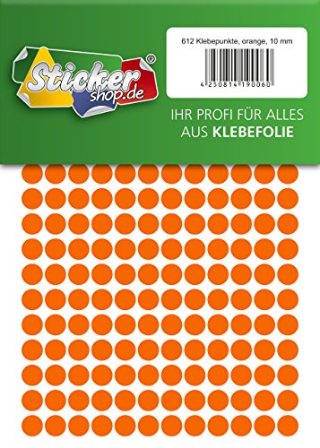 Klebepunkte aus PVC Folie, wetterfest, Markierungspunkte Kreise Punkte Aufkleber (10 mm, orange) von WP Klebepunkte