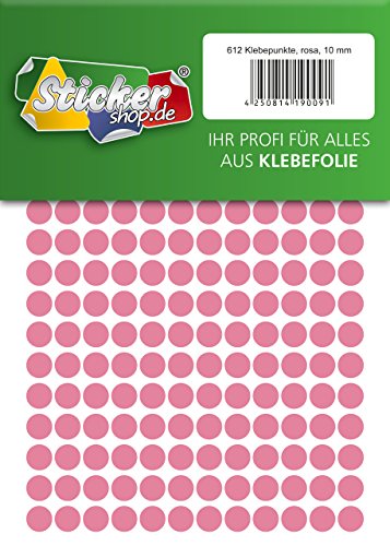 Klebepunkte aus PVC Folie, wetterfest, Markierungspunkte Kreise Punkte Aufkleber (10 mm, rosa) von WP Klebepunkte