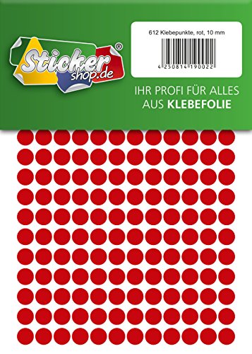 Klebepunkte aus PVC Folie, wetterfest, Markierungspunkte Kreise Punkte Aufkleber (10 mm, rot) von WP Klebepunkte