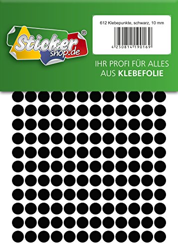 Klebepunkte aus PVC Folie, wetterfest, Markierungspunkte Kreise Punkte Aufkleber (10 mm, schwarz) von WP Klebepunkte