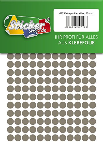 Klebepunkte aus PVC Folie, wetterfest, Markierungspunkte Kreise Punkte Aufkleber (10 mm, silber) von WP Klebepunkte