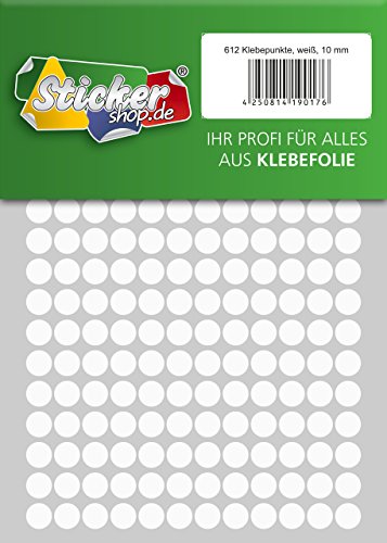 Klebepunkte aus PVC Folie, wetterfest, Markierungspunkte Kreise Punkte Aufkleber (10 mm, weiß) von WP Klebepunkte