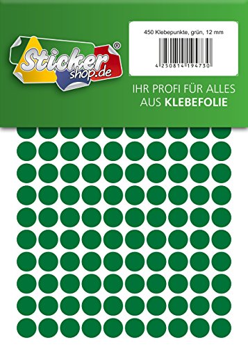 Klebepunkte aus PVC Folie, wetterfest, Markierungspunkte Kreise Punkte Aufkleber (12 mm, grün) von WP Klebepunkte