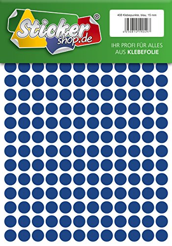 Klebepunkte aus PVC Folie, wetterfest, Markierungspunkte Kreise Punkte Aufkleber (15 mm, blau) von WP Klebepunkte