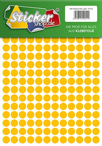 Klebepunkte aus PVC Folie, wetterfest, Markierungspunkte Kreise Punkte Aufkleber (15 mm, gelb) von WP Klebepunkte