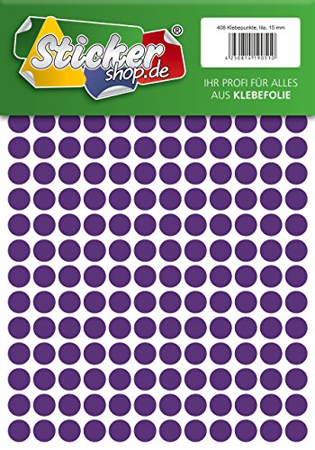 Klebepunkte aus PVC Folie, wetterfest, Markierungspunkte Kreise Punkte Aufkleber (15 mm, lila) von WP Klebepunkte