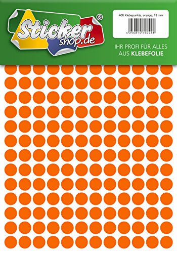 Klebepunkte aus PVC Folie, wetterfest, Markierungspunkte Kreise Punkte Aufkleber (15 mm, orange) von WP Klebepunkte