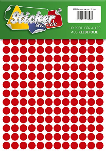 Klebepunkte aus PVC Folie, wetterfest, Markierungspunkte Kreise Punkte Aufkleber (15 mm, rot) von WP Klebepunkte
