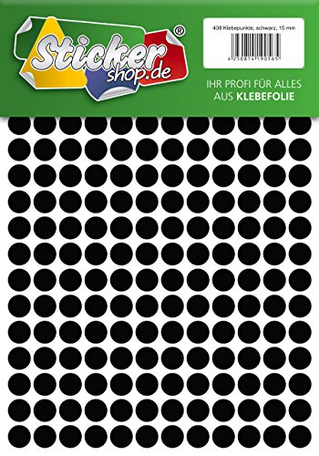 Klebepunkte aus PVC Folie, wetterfest, Markierungspunkte Kreise Punkte Aufkleber (15 mm, schwarz) von WP Klebepunkte