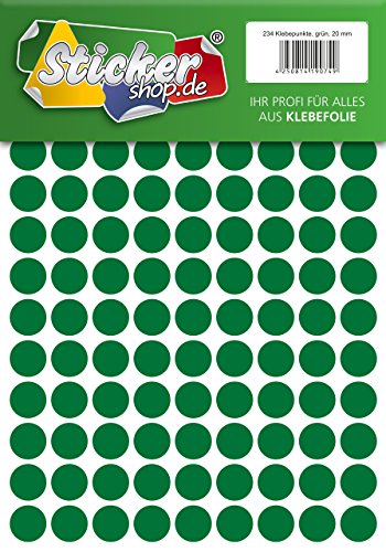 Klebepunkte aus PVC Folie, wetterfest, Markierungspunkte Kreise Punkte Aufkleber (20 mm, grün) von WP Klebepunkte