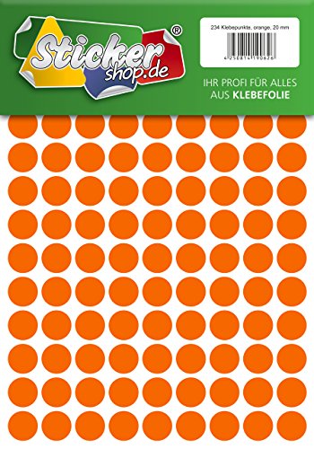 Klebepunkte aus PVC Folie, wetterfest, Markierungspunkte Kreise Punkte Aufkleber (20 mm, orange) von WP Klebepunkte